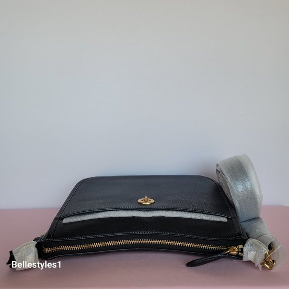 COACH Chaise Pebbled Leather Crossbody Bag- Black color🎈$238. - Picture 11 of 16
